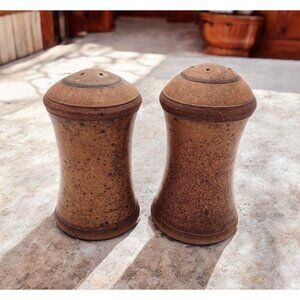 Handmade HVP Stoneware Art Pottery Large Salt Pepper Shakers Matte Glaze Boho